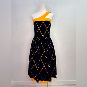 Vintage NWOT 1960s Cotton Party Dress colorful semi formal full skirt